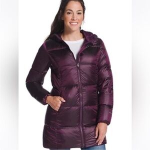 Eddie Bauer Lune Purple Down Puffer Parka Jacket with Hood